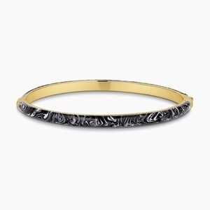 Gorjana New 18k Gold Plated Brass Resin Black‎ Marble Paseo Cuff Bracelet